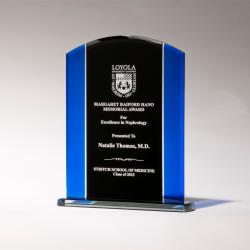Clear Glass with Blue & Black Back, 6.5" wide x 8.375" tall x 1.5" deep