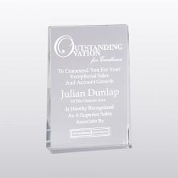 Crystal Wedge award, optical Crystal, 5" wide X 8" tall