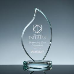 Clear Glass Flame, 5" wide x 9.25" tall x 3.5" deep