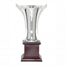 SILVER PLATED TROPHY ON MAHOGANY BASE