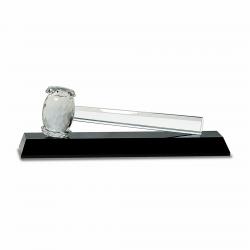 Crystal Gavel on Black Base, 13.875" wide x 4.25" tall x 2.75" deep