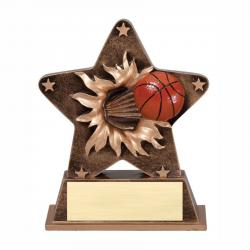 5.5" Basketball Starburst Resin, 4.5" wide x 5.25" tall X 1.5" deep