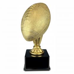 15" Gold Resin Football, solid resin on black plastic base, 15" High