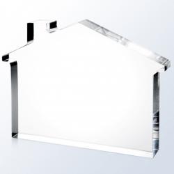 Acrylic House award, 7" wide x 5" tall x .75" deep