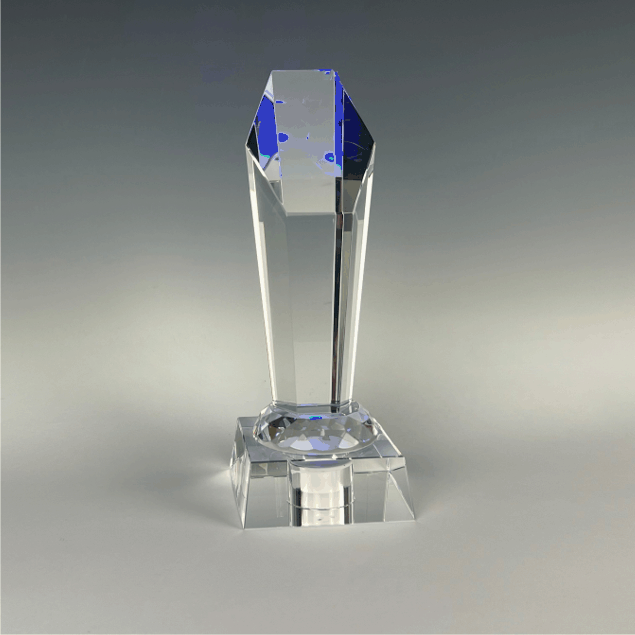 8.25" Crystal Laser Lite Tower, 3.25" wide x 8.25" tall x 3.25" deep
