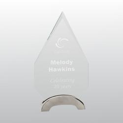 9.25" Glass Diamond Award, 1/4" glass on metal base, 4.75" wide x 9.25" tall x 1.25" deep