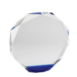 Crystal Blue Octagon, optical Crystal, 7" wide x 7" tall x 1.125" deep