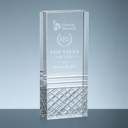 Crystal Hilldale Award, optical Crystal, 3.56" wide x 8.75" tall x 1.5" deep