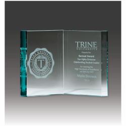 7.875" Jade Glass Book Award, 7.875" wide x 5.875" tall x .75" thick